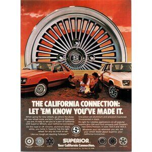 1979 Superior Aluminum Wheels Vintage Print Ad California Connection Wall Art